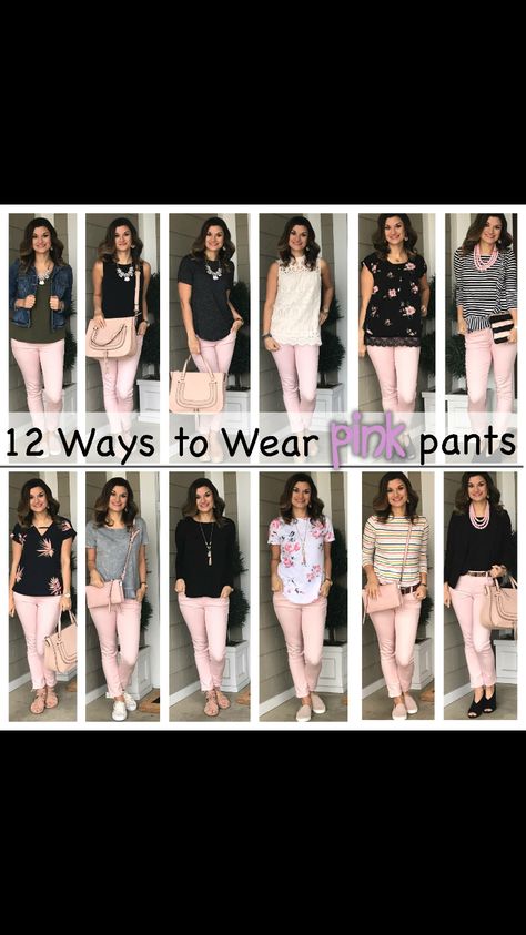 Light Pink Pants Outfit Winter, Pink Jean Outfits, Light Pink Jeans Outfit, Fashion Outfits Pink, Light Pink Outfit, Pink Jeans Outfit, Colored Jeans Outfits, Pink Pants Outfit, Light Pink Jeans