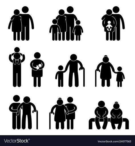 Family Icon, Birthday Wish For Husband, Stick Figure Family, Human Icon, People Icon, Family Illustration, Draw On Photos, Happy Family, Old Men