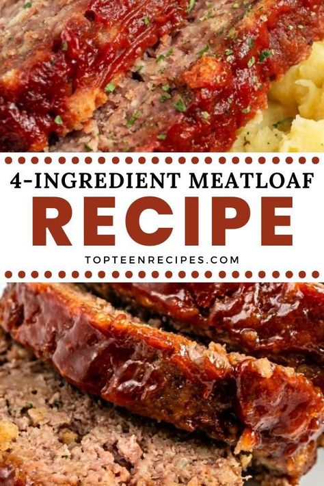 4 Ingredient Meatloaf, Secret Ingredient Meatloaf, Tasty Meatloaf Recipe, Delicious Meatloaf, Homemade Meatloaf, Plats Healthy, Good Meatloaf Recipe, Easy Main Dishes, Thanksgiving Menu Ideas