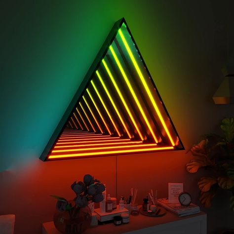 Led Infinity Mirror, Triangle Mirror, 3d Triangle, 3d Mirror, Infinity Mirror, Mirror Lamp, Mirror Light, Light Magic, Light Sculpture