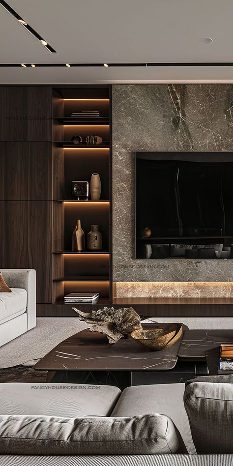 Contemporary Tv Units, Media Walls, Backdrop Tv, Modern Tv Unit Designs, Tv Wall Cabinets, Modern Luxury Interior, Tv Cabinet Design, Tv Room Design, Tv Wall Unit