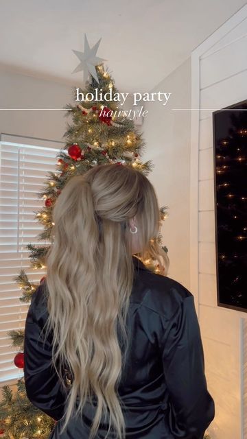 breanna cohoon on Instagram: "31 days of holiday hairstyles ✨ day 10: holiday party half up hairstyle & per your request a shot of the front ❤️ . . . #style #fashion #hairstyles #hairtutorial #updo #holidayoutfit #holidayhairstyle #bridesmaidhair ." Cute Christmas Party Hairstyles, Hair Ideas For Christmas Party, Christmas Eve Hairstyles Long Hair, Christmas Eve Hairstyles, Christmas Party Hairstyles Long, Christmas Hairstyles For Women, Holiday Party Hairstyles, Christmas Party Hair, New Years Hairstyles