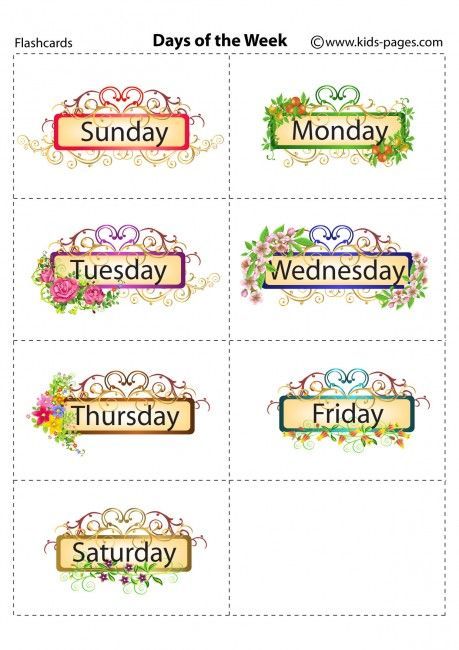 Names Of Days Of Week | Printable PDF versions : : Small size (3x3) Name Of Days, Days Of Week Printable, Days Of The Week Printables, Classroom Calendar, Flashcards For Kids, Kids Pages, Kids Math Worksheets, Printable Flash Cards, Cards Printable