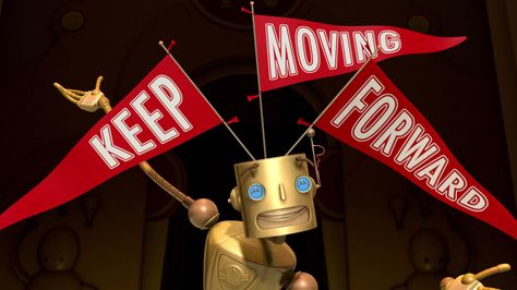 Keep Moving Forward Meet The Robinsons, Wilbur Robinson, Meet The Robinsons, The Robinsons, Room Collage, Meet The Robinson, Hall Ideas, Production Design, Film Quotes