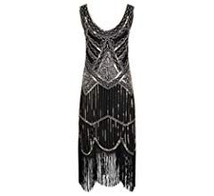 Ro Rox Great Gatsby 1920's Cocktail Party Sequin Tassel Flapper Dress - Black & Gold (UK 8): Amazon.co.uk: Clothing Roaring 20s Dresses, Women 1920s, Vintage Flapper Dress, Style Année 80, Style Année 20, Sequin Art, 20s Dresses, Cocktail Dress Holiday, Robes Glamour