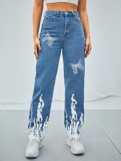 Aethestic Outfits, Painted Pants, Denim Bleach, Denim Diy Clothes, Painted Clothes Diy, Denim Ideas, Trendy Jeans, Bleach Art, Denim Diy