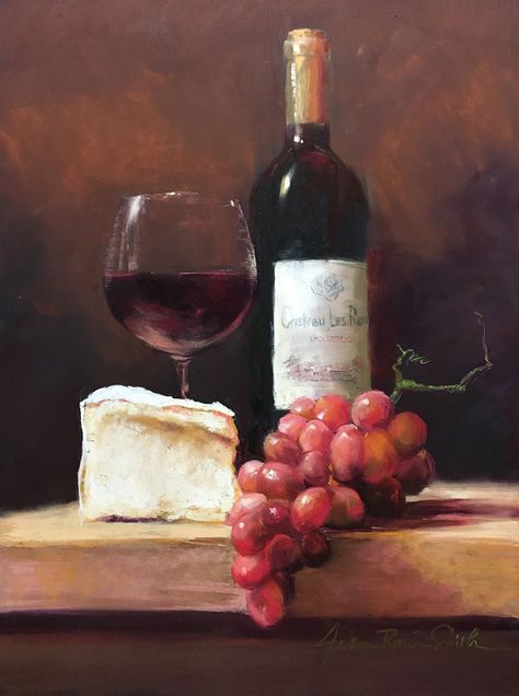 Wine Painting, 카드 디자인, Food Painting, Wine Art, Fruit Painting, Late Afternoon, A Level Art, Still Life Art, Art Inspiration Painting