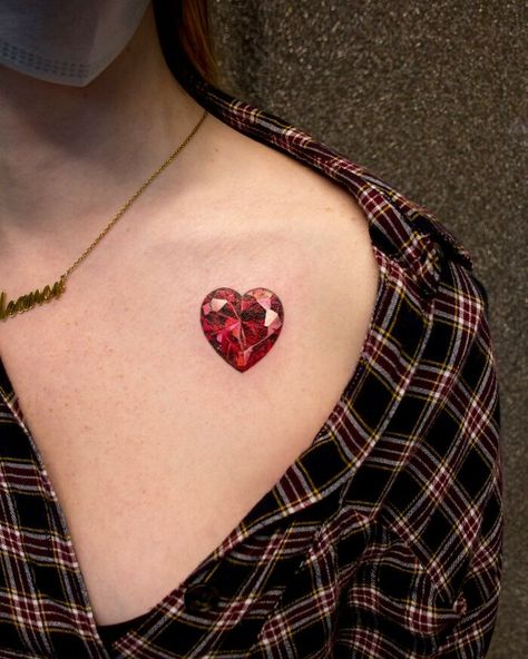 Ruby Jewel Tattoo, Heart 3d Tattoo, Diamond Gem Tattoo, Garnet Birthstone Tattoo, Red Jewel Tattoo, Garnet Tattoo Stone, Ruby Gemstone Tattoo, Heart Gemstone Tattoo, Red Ruby Tattoo