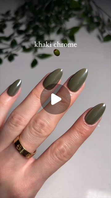 January Nails Chrome, Green Olive Dirty Martini Nails, Khaki Chrome Nails, Dirty Martini Nails, Olive Chrome Nails, Green Chrome Nails, Martini Nails, Olive Nails, January Nails