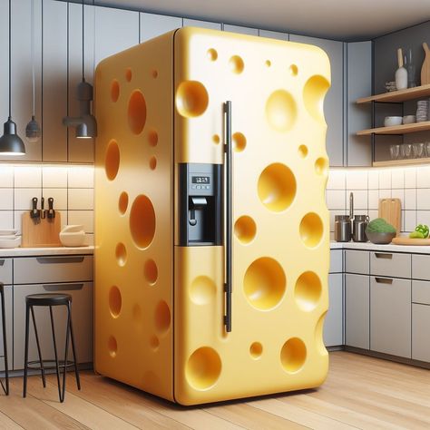 Wedge of Coolness: Chill Out with Cheese Shaped Fridges 🧀❄️ https://luxarts.net/cheese-fridges/ #CheeseFridges #GourmetStorage #DairyDelights Keep your favorite cheeses fresh and delicious with Cheese Fridges. Specifically designed for storing cheese at the optimal temperature and humidity, these refrigerators ensure that your gourmet cheeses are always ready to enjoy. Elevate your culinary experience with Cheese Fridges, where every bite is a taste of indulgence. 🌟🍽️🧀 Weird Furniture, Gourmet Cheese, Quirky Decor, Culinary Experience, Say Cheese, Fantasy Homes, Funky Furniture, Temperature And Humidity, Keep Cool