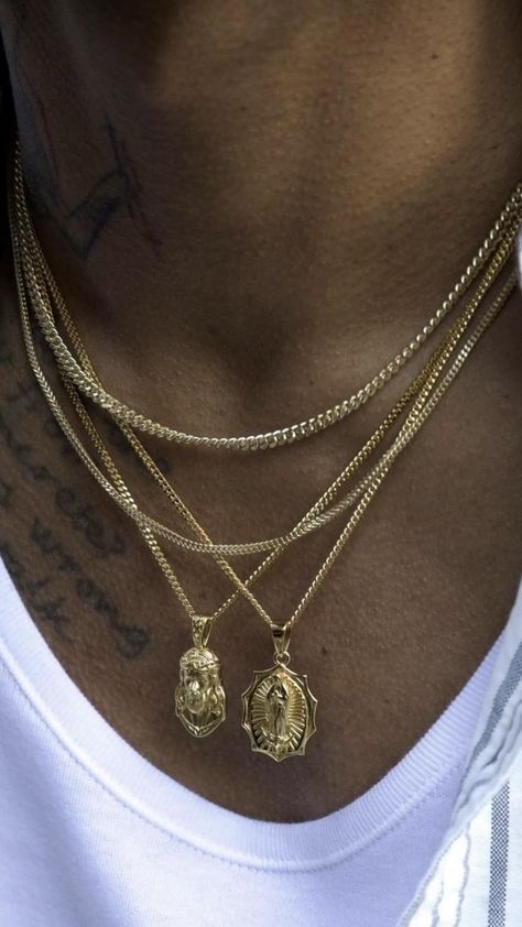 Black Men Gold Jewelry, Gold Men’s Jewellery, Men’s Gold Jewelry, Male Chains, Gold Jewelry Men, Gold And Silver Necklace, Mens Necklaces, Streetwear Jewelry, Dope Jewelry Accessories