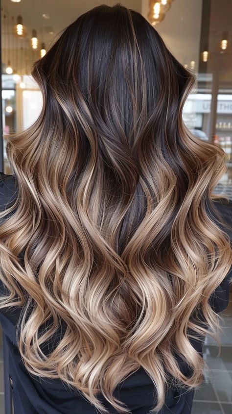 42 Beautiful Balayage Hairstyles That Are Trending Right Now Long Balayage Hair Brunettes, 3 Color Highlights For Dark Hair, Medium Blonde Hair Balayage, Brunette Balayage Hair Ideas, Ombré Brown To Blonde, Color Melting Hair Brown To Blonde, Brunette Bronde Balayage Hair, Balayage With Extensions, Blonde Balayage On Dark Hair Brunettes