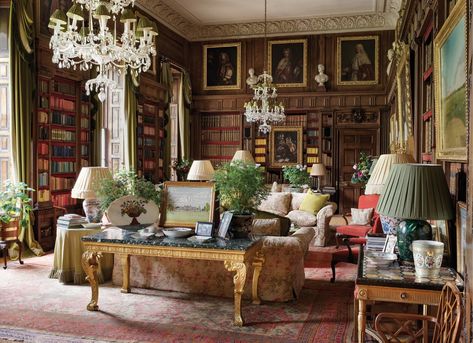 Georgia Beaufort Takes Us Inside Her Storied English Estate, Badminton House | Vogue Estate Library, English Estate, Rich Decor, British Country, Aging Wood, English Country House, Cozy Fireplace, Small Dining, Marble Table