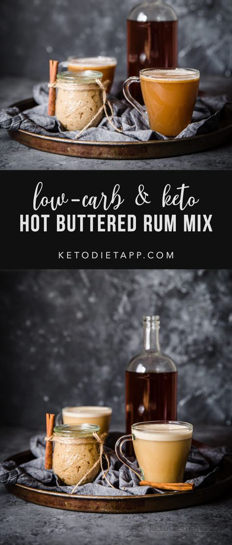 Hot buttered rum is the best way to warm up on a rainy day. This spiced butter mix is perfect for making a glass of this warming beverage in just a minute! #keto #lowcarb #quickmeals #dessert #vegetarian #fatbombs Low Carb Rum Drinks, Barbie Drink, Hot Buttered Rum Mix, Hot Buttered Rum Recipe, Tea Mixes, Seasonal Cocktails, Butter Rum, Low Carb Cocktails, Buttered Rum