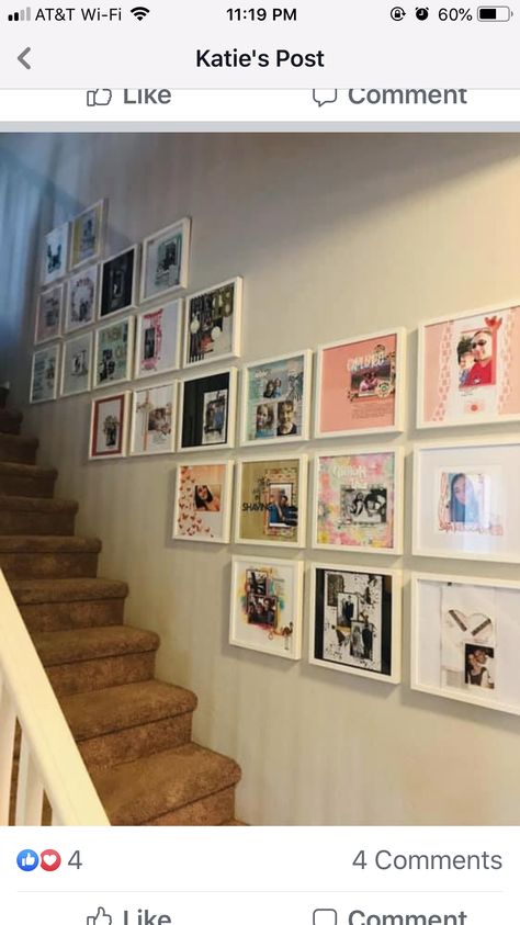 Mix Tile Photo Wall Ideas, Photo Wall Ideas, Stairway Gallery, Stairway Gallery Wall, Staircase Wall Decor, Photo Walls, Staircase Wall, Starter Home, Photo Memories