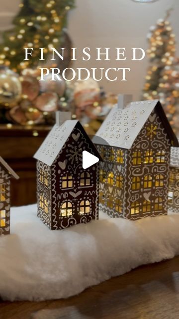 ＣＥＬＥＳＴÉ on Instagram: "DIY- Gingerbread House-
I loved the Pottery Barn ones, so I decided to make my own. I love the way the came out! 
*
*
#diycrafts #diychristmasdecor #diychristmas #potterybarn #potterybarnstyle #christmasdecor #christmasdecorations #gingerbreadhouse #gingerbread #christmasdecorating #christmastime #christmasdecoration #katytx #cincoranch #houstom #katymoms" Paper Gingerbread House, Diy Christmas Village Houses, Ginger Bread House Diy, Diy Gingerbread, Pottery Barn Style, Pottery Barn Christmas, Gingerbread Diy, Diy Christmas Village, Christmas Village Houses