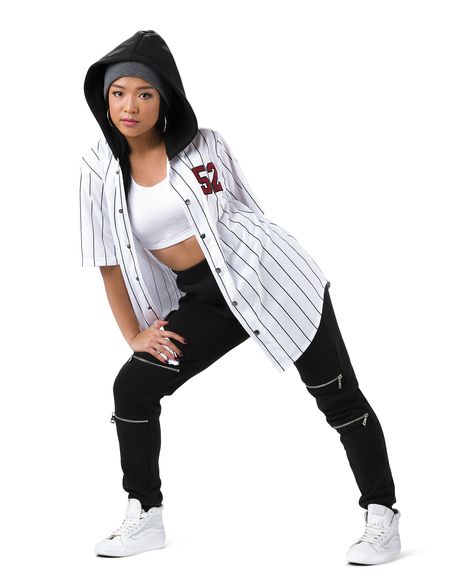 UNISEX. Pinstripe poly-knit jersey with functional plush fleece hood. Snap front closure. Embroidered number trim.
#dancecostumes #dance #dancerecital #costumegallery Hiphop Dance Outfit Men, Hip Hop Poses Dancers, Hiphop Costume, Hiphop Photoshoot, Hiphop Dance Outfit, Hip Hop Dance Poses, Hip Hop Dance Costumes, Dancer Things, Embroidered Number