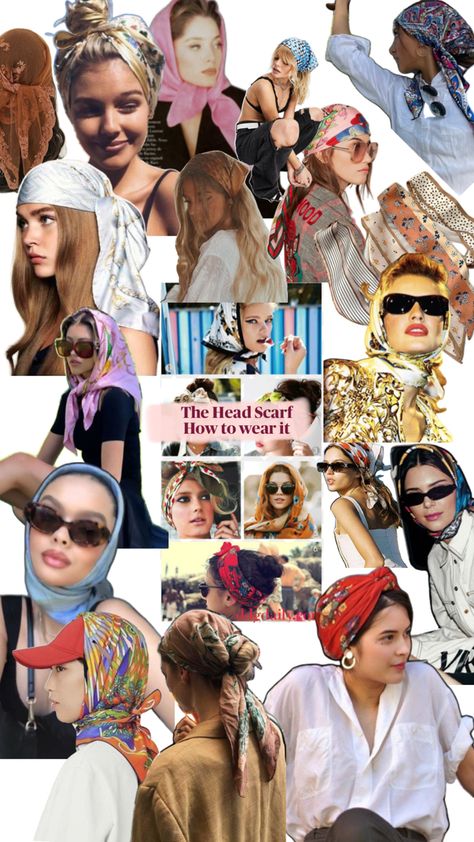 Summer hairstyles: how to wear a headscarf, trending vintage style, summer fashion style, retro inspo Cycling Fashion, Head Scarf, Summer Hairstyles, Fashion Inspo, Hairstyles, Hair Styles, How To Wear