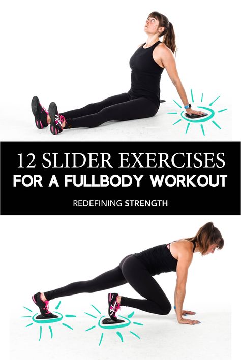 Try these 12 slider exercises for a full-body workout to blast fat and build strength at home. These are great moves to build core strength while reducing impact! Take your home workouts to the next level or use them when you travel for your travel workouts. Core Slider Workout, Slide Workout, Glider Workout, Travel Workouts, Build Core Strength, Redefining Strength, Slider Exercises, Build Strength, Home Workouts