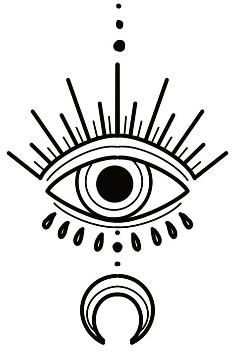 Eye Henna Tattoo, Protection Eye Tattoo, 3rd Eye Drawing, Evil Eye Painting Ideas, Evil Eye Black And White, Small Eye Tattoo, Simple Eye Tattoo, Intuition Eye Tattoo, Hamsa Drawing