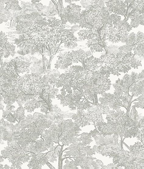 Grey Toile Wallpaper, Wallpaper Behind Bed, Gray Wallpaper Bathroom, Wallpaper Boulevard, Brewster Wallpaper, Wallpaper Warehouse, Wall Fabric, Brewster Wallcovering, Toile Wallpaper