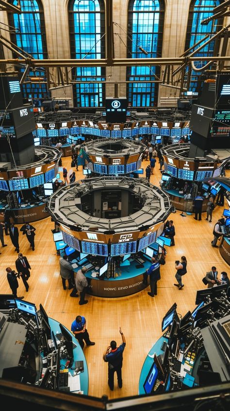 Trading Floor Buzz: Traders and financial professionals engage in lively activity on the busy stock exchange trading floor. #trading #floor #stock #exchange #professionals #finance #activity #busy #aiart #aiphoto #stockcake https://ayr.app/l/PLEy Trading Floor, Itunes Card, Trading Desk, Stock Trader, Best Stocks, Stock Exchange, Stock Trading, International Trade, Im In Love