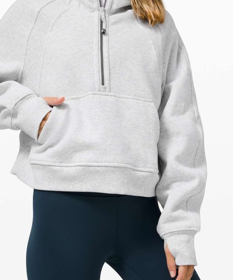 Lululemon Scuba Oversized 1/2 Zip Hoodie - Heathered Core Ultra Light Grey - lulu fanatics Scuba Sweater, Lululemon Sweatshirt, Scuba Jacket, Lululemon Hoodie, Lululemon Outfits, Lululemon Scuba Hoodie, Scuba Hoodie, Lululemon Scuba, Half Zip Hoodie