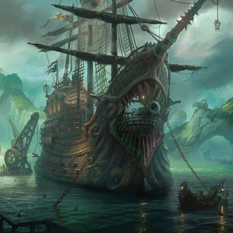 Photoshop Wallpaper, Pirate Ship Art, Concept Vehicles Sci Fi, Navi A Vela, Old Sailing Ships, Sea Of Thieves, Pirate Art, Dead Pool, Dungeons And Dragons Classes