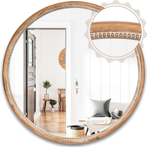 Amazon.com: Decorative Mirrors For Wall Decor - 30" Large Wall Mirrors for Living Room, Rustic Farmhouse Hanging Entryway Mirrors for Wall - Elegant and Handcrafted Round Wood Mirror (Natural Brown) : Home & Kitchen Circle Mirror Bathroom, Living Room Rustic Farmhouse, Wall Mirrors For Living Room, Entryway Mirrors, Large Wall Mirrors, Mirrors For Living Room, Mirror For Entryway, Round Wood Mirror, Mirror Farmhouse