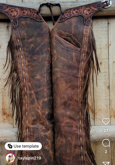 Western Chaps For Women, Chaps For Women, Shotgun Chaps, Cowboy Chaps, Western Chaps, Ranch Horse, Cowboy Pictures, Leather Working Patterns, Cowgirl Look