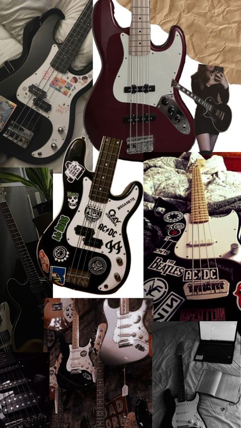 Aesthetic bass guitar wallpaper Bass Guitar Decoration, Bass Guitar Wallpaper Iphone, Bass Wallpaper Aesthetic, Bass Aesthetic Grunge, Black Electric Guitar Aesthetic, Bass Guitar Aesthetic Wallpaper, Electric Guitar Pictures, Aesthetic Bass Guitar, Cool Bass Guitars