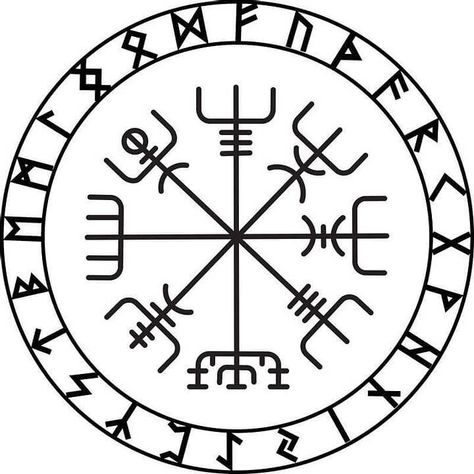 The Vegvisir, a Viking compass, was a symbol in the old Norse religion in Iceland. Discover the meaning and origin of this Icelandic Viking stave here. Bussola Viking, Ancient Viking Art, Norse Alphabet, Viking Compass Tattoo, Escudo Viking, Symbole Tattoo, Nordic Compass, Nordic Symbols, Runic Compass