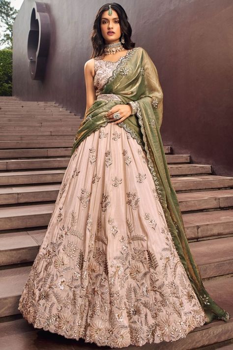 Beige Handwork Viscose Rayon Designer Lehenga Set Anarkali Lehenga Gowns, Sequins Lehenga, Contrast Dupatta, Navratri Chaniya Choli, Organza Sarees, Lehenga Blouse, Readymade Blouse, Ethnic Dress, Viscose Rayon