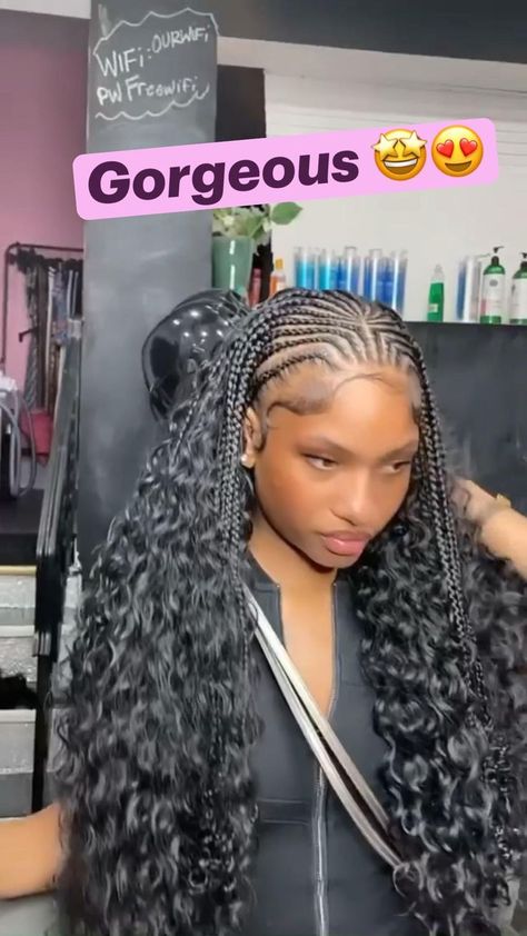 Feed In Braids Hairstyles, Faux Locs Hairstyles, Box Braids Hairstyles For Black Women, Braided Cornrow Hairstyles, Braids Hairstyles Pictures, Feed In Braid, Fulani Braids, Box Braids Styling, Braids With Curls