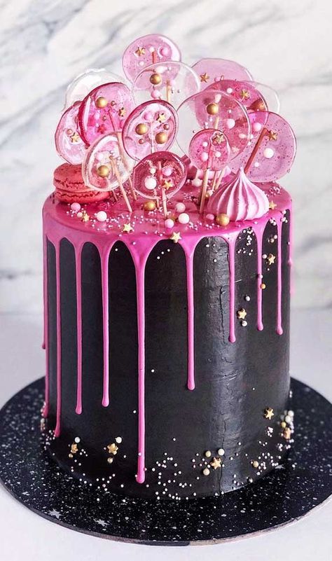 A good party deserves a celebration cake, don’t you agree?  Think of a party that celebrates the special day of your kid. Was it ever without a cake? It... Black And Pink Cake, Pink And Black Cake, Hot Pink Cakes, Birthday Cake Pink, Neon Cakes, Inside Cake, White Birthday Cakes, White Cake Recipe, Black Cake