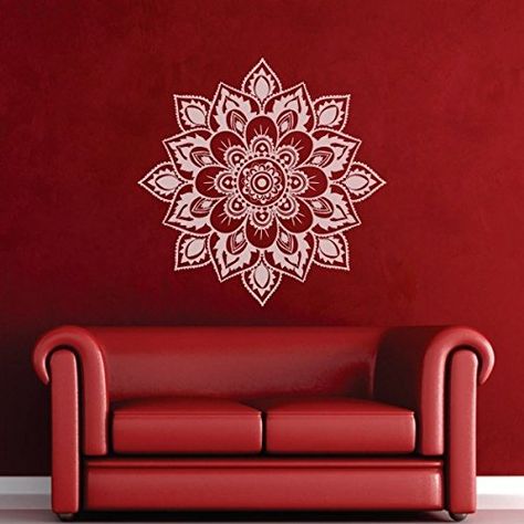 Amazon.com - Flower of Life Vinyl Wall Decal Indian Geometric Moroccan Pattern Namaste Flower Wall Sticker Decor Mural D(Large, Brown) - Diy Lotus, Mandala Indiana, Wall Stickers Family, Indian Lotus, Mandala Wallpaper, Lotus Yoga, Wall Painting Decor, Religious Wall Decor, Spiritual Decor