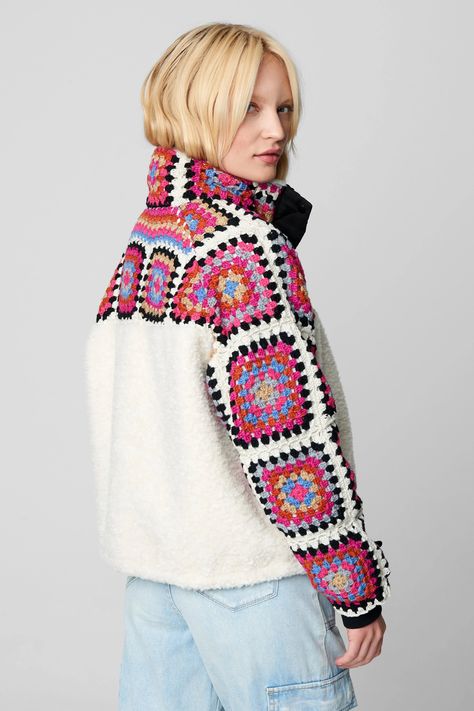 The Blank NYC Cuddle Up Jacket is a Crochet Sherpa Jacket. [100% Polyester][Machine Wash] Gilet Crochet, Faux Shearling Coat, Crochet Daisy, Crochet Jacket, Crochet Cardigan Pattern, Sherpa Jacket, Cardigan Pattern, Crochet Granny, Knit Outfit