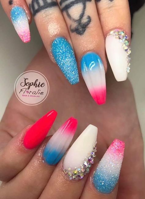 Popsicle Nails, 4th July Nails, Celebration Nails, Independence Day Nails, Summer Nail Looks, Easy Nail Art Tutorial, Nail Looks, 4th Of July Nails, July Nails