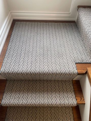 Crafting the Perfect Stair Runner – Direct Carpet Studio Mcgee Carpet Stairs, Stair Runner Turned Stairs, Stair Runners With Landing, Stanton Carpet Stair Runner, Neutral Stair Runner Ideas, Basement Stair Runner, Anderson Tuftex Stair Runner, Stair Runner Carpet Ideas, Stairway Carpet Runner