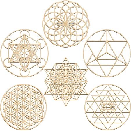 Leinuosen 4 Pcs 12 Inch Crystal Grid Board Sacred Geometry Wall Art Set Metatron Cube, Flower of Life, Sri Yantra, 64 Star Tetrahedron Pagan Decor Home Zen Wall Decor for Room Hanging (Classic Style) Spiritual Room Decor, Zen Wall Decor, Metatron Cube, Grid Board, Spiritual Room, Wall Hanging Sculpture, Pagan Decor, Metatron's Cube, Sacred Geometric