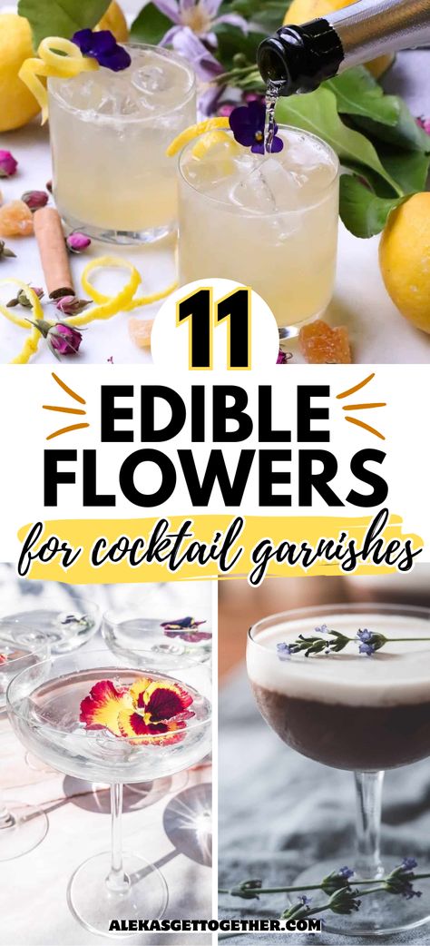 Creative Cocktail Garnishes, Edible Cocktails, Cocktail Garnishes, Edible Flowers Recipes, Drink Garnishing, Culinary Lavender, Best Edibles, Spring Cocktails, Cocktail Garnish