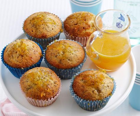 Preheat oven to 180°C. Line a 12-hole muffin pan with paper patty cases. In a bowl, beat butter, sugar and vanilla together until pale and creamy. Add eggs one at a time. Poppyseed Cupcakes, Oven Temperature Conversion, Mandarine Recipes, Gas Ovens, Enjoy With Friends, Citrus Desserts, Oven Temperature, Yoghurt Cake, Bakewell Tart