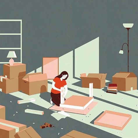 Moving day on Behance Enviroment References, Happy Farm, Interior Illustration, Asian Design, Moving Day, Environment Design, Illustration Artists, Site Design, Graphic Design Illustration