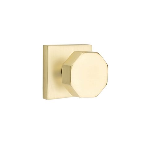 Emtek Passage Octagon Knob with Square Rose | Wayfair Baldwin Door Hardware, Stop Sign, Design Theme, Glass Knobs, Door Levers, Black Oil, Bathroom Remodeling, Remodeling Ideas, Satin Brass