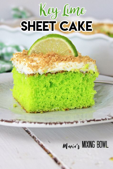 Talk about a cake full of flavor! This Key Lime Sheet Cake is flavorful and buttery. It's a delicious cake with a citrus cream cheese frosting that is perfect for the summer heat! Easy Key Lime Cake, Key Lime Cake Recipe, Chocolate Chess Pie Recipe, Lime Cake Recipe, Key Lime Cake, Slab Cake, Lime Cake, Sheet Cake Recipes, Sheet Cakes