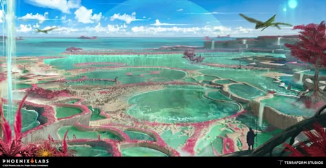 ArtStation - Tide Pools, Terraform Studios Sci Fi Landscape, Tide Pool, Beyond The Horizon, Ocean Landscape, Alien Planet, Alien Worlds, Fantasy Story, Biome, Fantasy Places