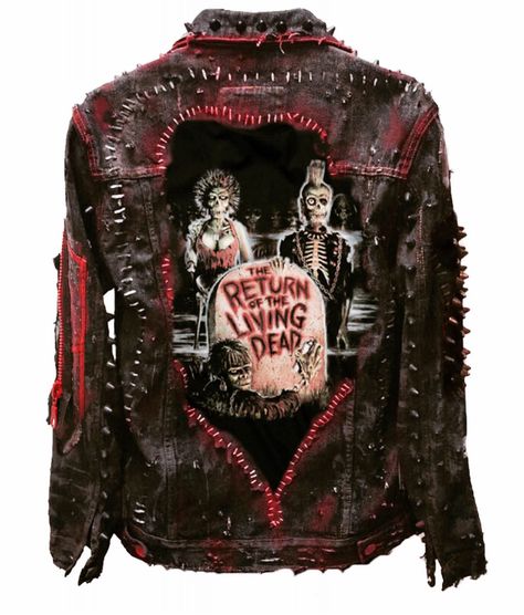 Return Of The Living Dead, Heavy Metal Fashion, Horror Punk, The Living Dead, Custom Leather Jackets, Battle Jacket, Spring Hats, Older Women Fashion, Women Fashion Edgy