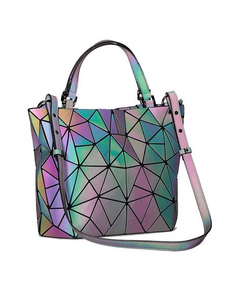 Women's Bags, Totes,Geometric Handbags Purse Luminous Shoulder Bag Holographic Bag Shard Lattice Top Handle Handbag - No.1 - CD18HSO8GUL   #BAGS #Handbags #women #style #fashion #shopping #Totes Holographic Purse, Geometric Purse, Holographic Bag, Waterproof Tote, Rope Bag, Top Handle Handbags, Womens Tote, Leather Handle, Shoulder Bag Women