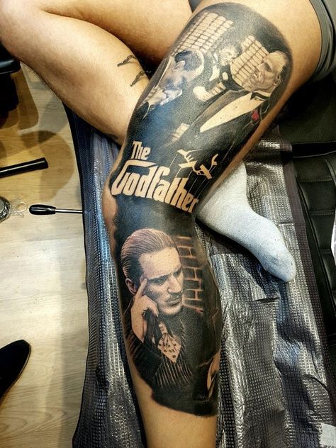 God Father Tattoos, Godfather Tattoos, Godfather Tattoo Design, Godfather Tattoo Ideas, The Godfather Tattoo, Godfather Tattoo, Tattoo Mafia, Black Men Tattoos, Chicanas Tattoo