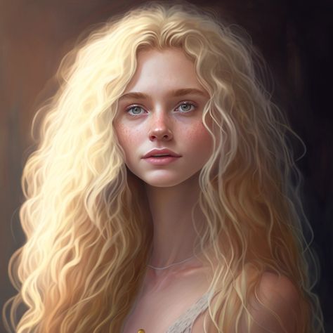 Blonde Female Character Inspiration, Harry Potter Female Characters, Blonde Hair Characters, Pale Blonde Hair, Curly Hair Girl, Character Inspiration Girl, Curly Hair Drawing, Pale Blonde, Blonde Curly Hair